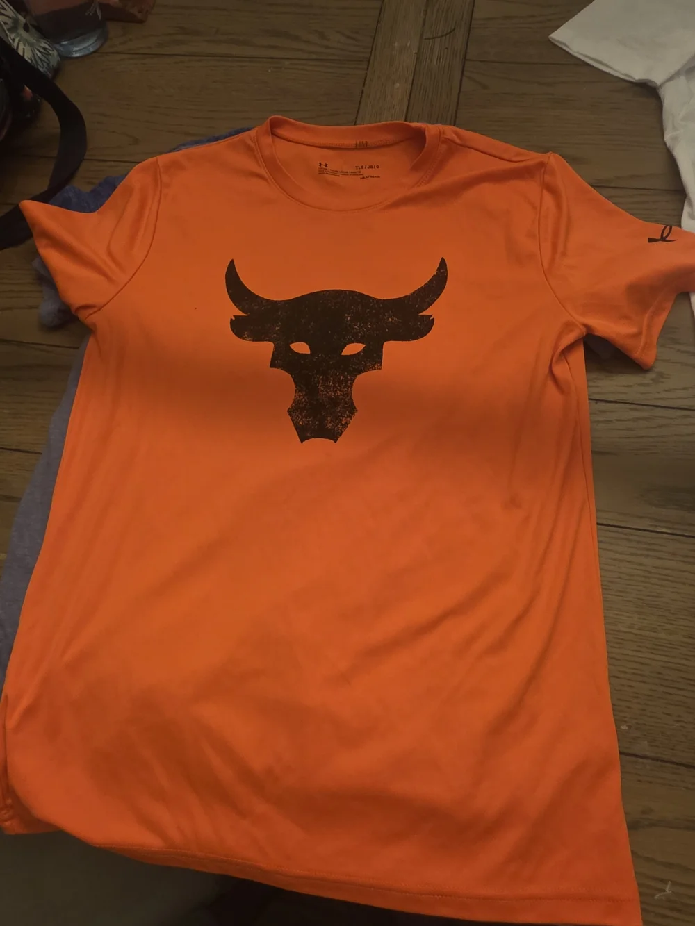 Under Armour Boys Bright Orange Short Sleeve Performance Tee with Bull Graphic
